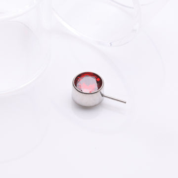 Detail View 1 of Implant Grade Titanium OneFit Threadless Bezel Set Sparkle Front Facing Part-Red
